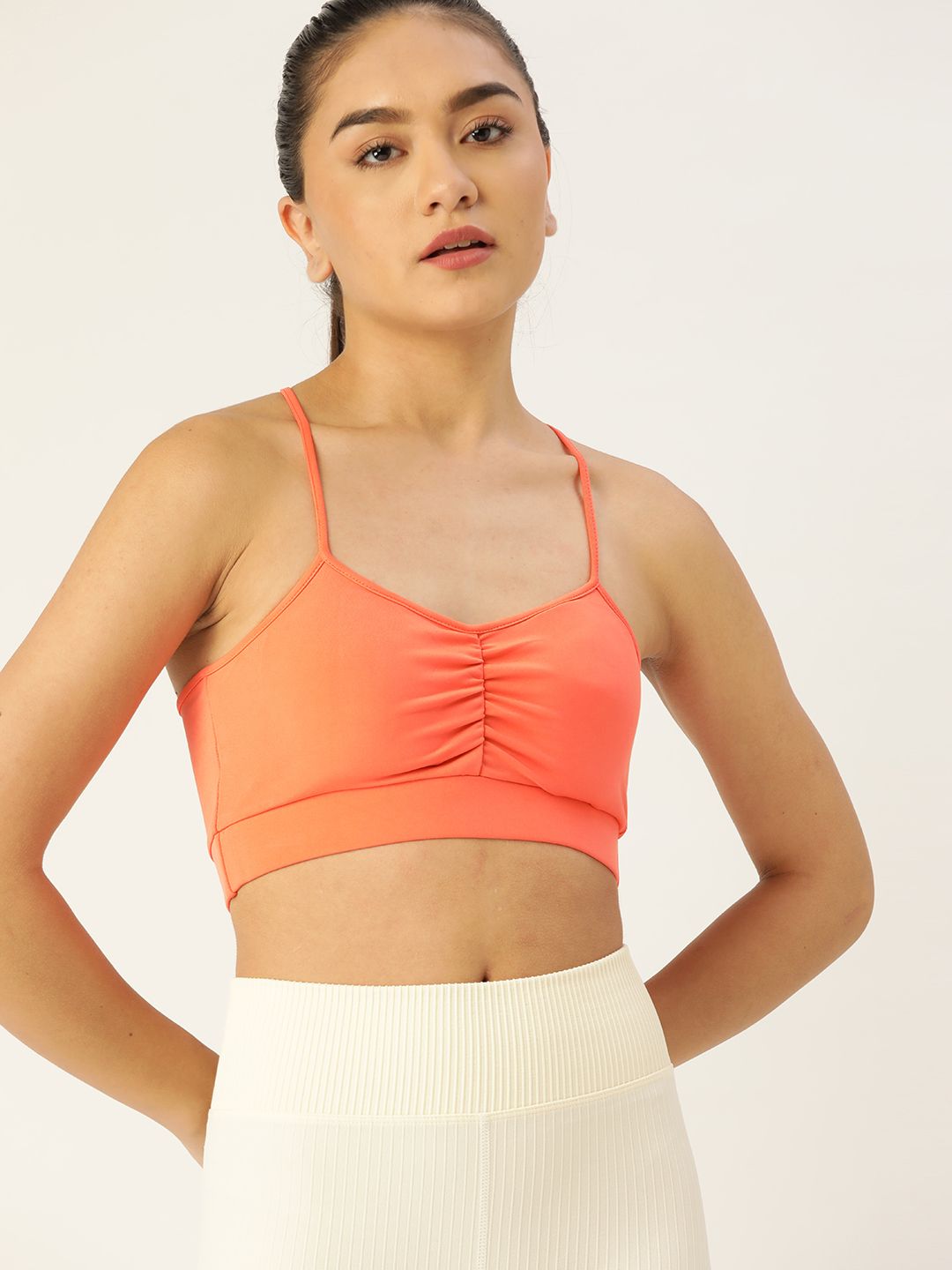 DressBerry Peach-Coloured Workout Bra Lightly Padded Price in India
