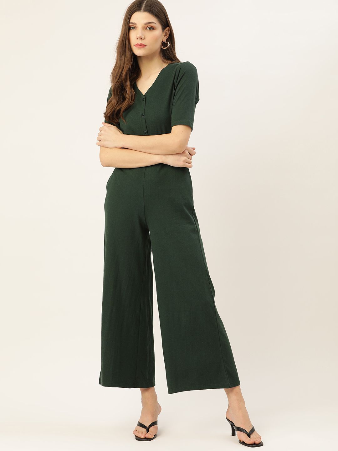 DressBerry Women Green Basic Jumpsuit Price in India
