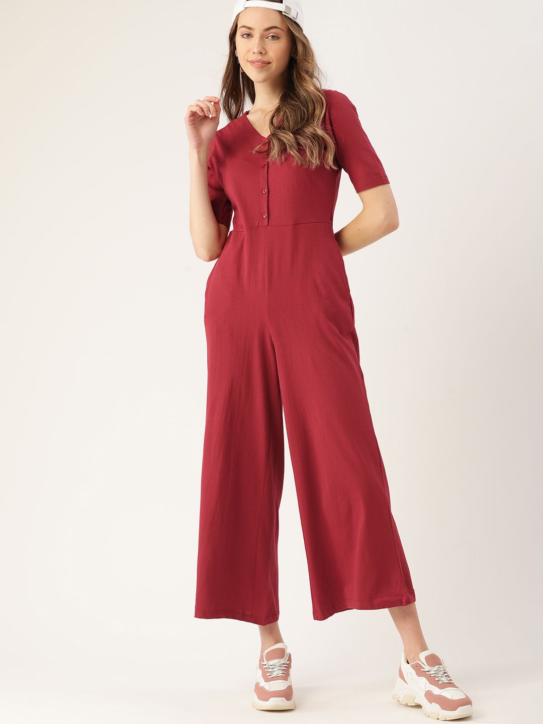 DressBerry Women Red Basic Jumpsuit Price in India