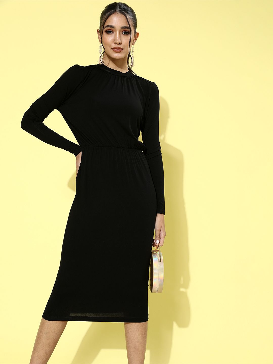 DressBerry Women Stylish Black Solid Dress Price in India