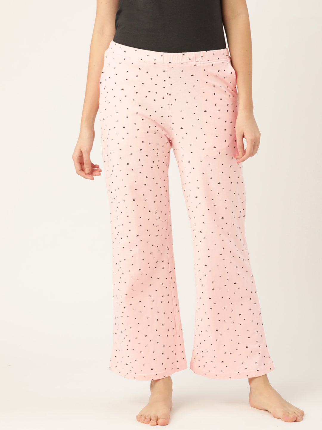 DressBerry Women Pink & Black Pure Cotton Conversational Print Lounge Pants Price in India