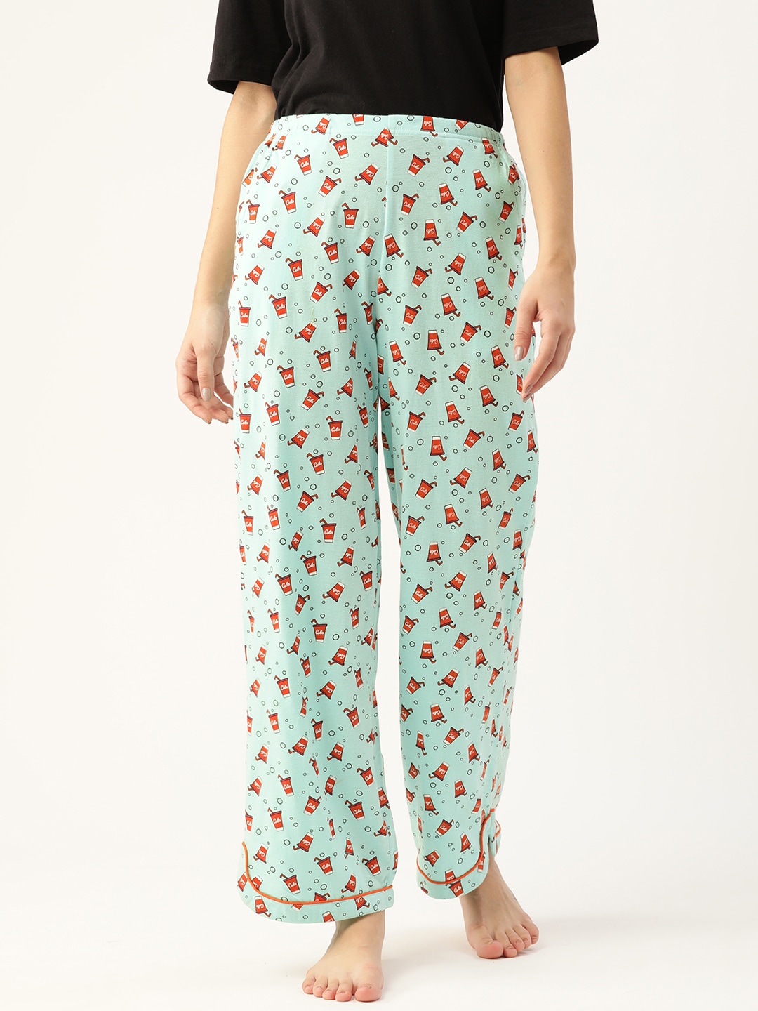 DressBerry Women Sea Green Printed Lounge Pants Price in India