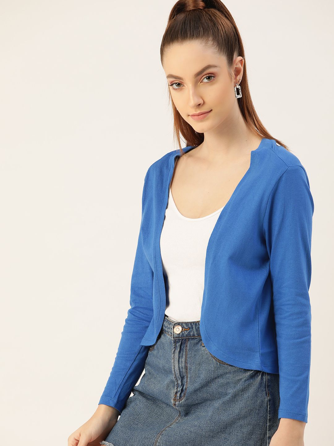 DressBerry Women Blue Solid Sustainable & Recycled Shrug Price in India