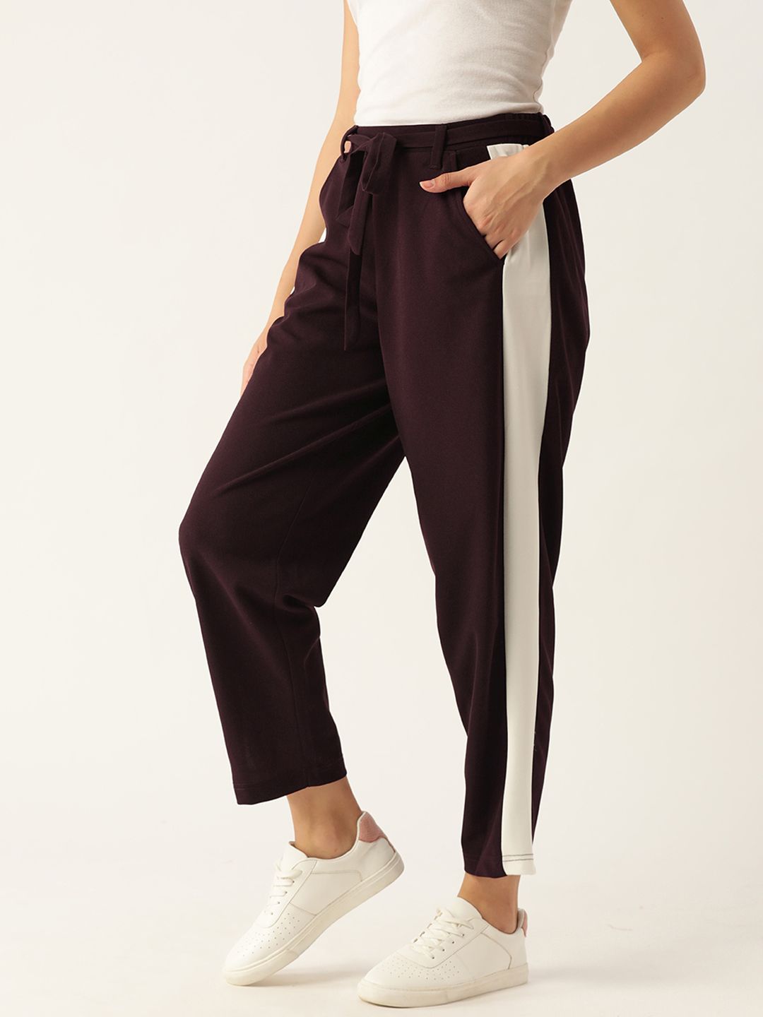 DressBerry Women Burgundy Trousers Price in India