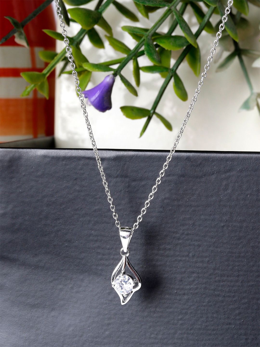 GIVA Silver-Toned 925 Sterling Silver Rhodium-Plated Necklace Price in India
