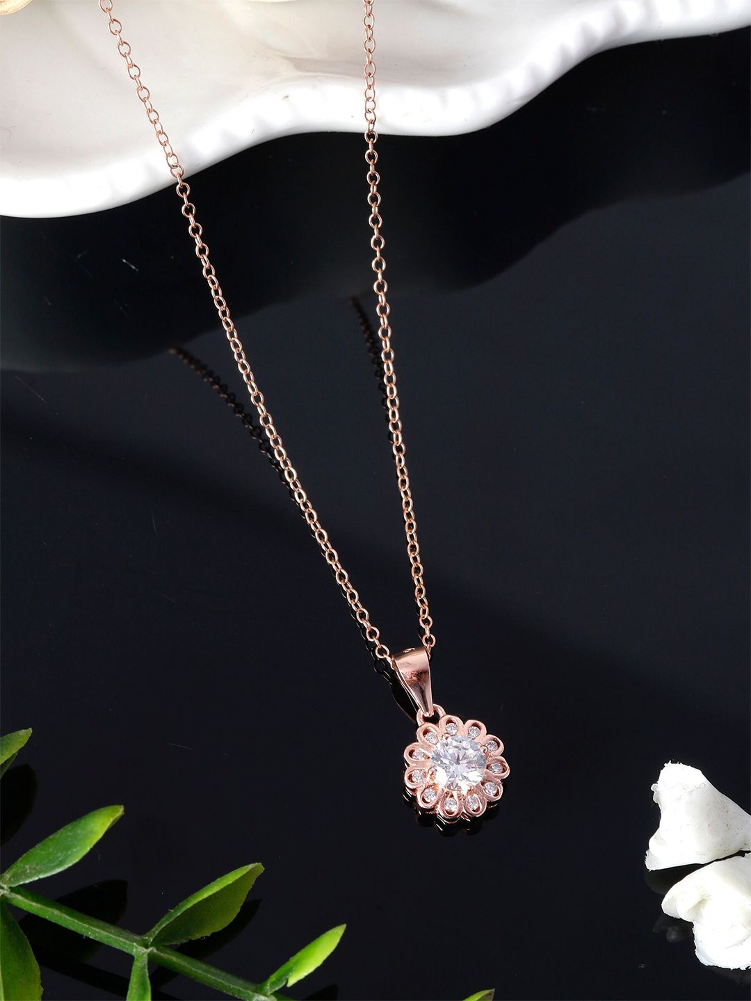 GIVA Rose Gold-Plated & 925 Sterling Silver Minimal CZ Studded Chain Price in India