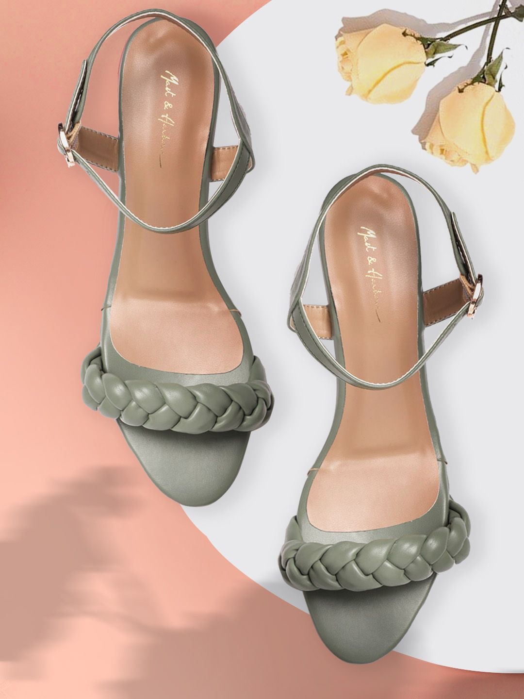 Mast & Harbour Women Olive Green Braided Wedges Price in India