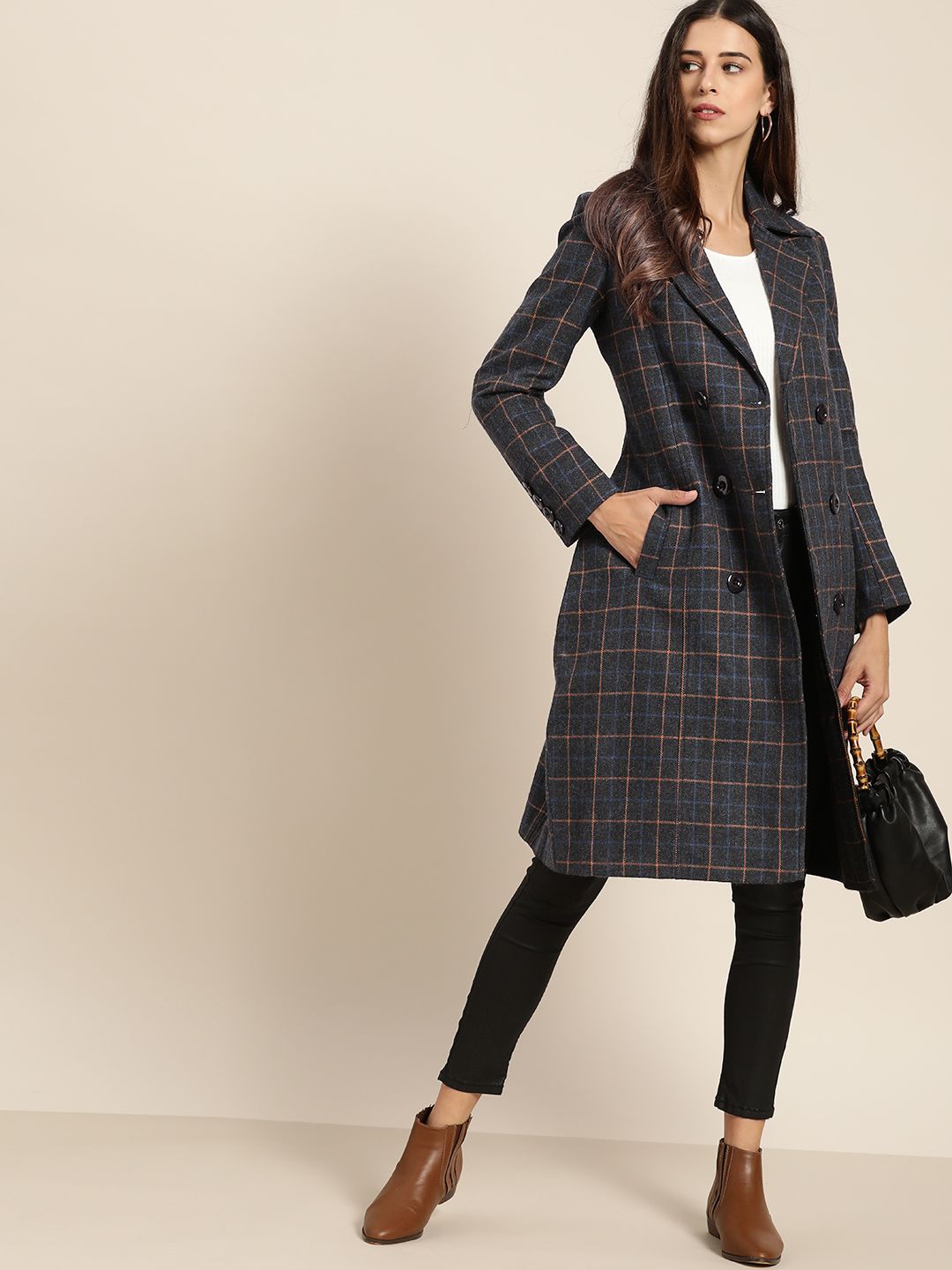 Buy all about you Women Charcoal Checked Trench Coat - Coats for