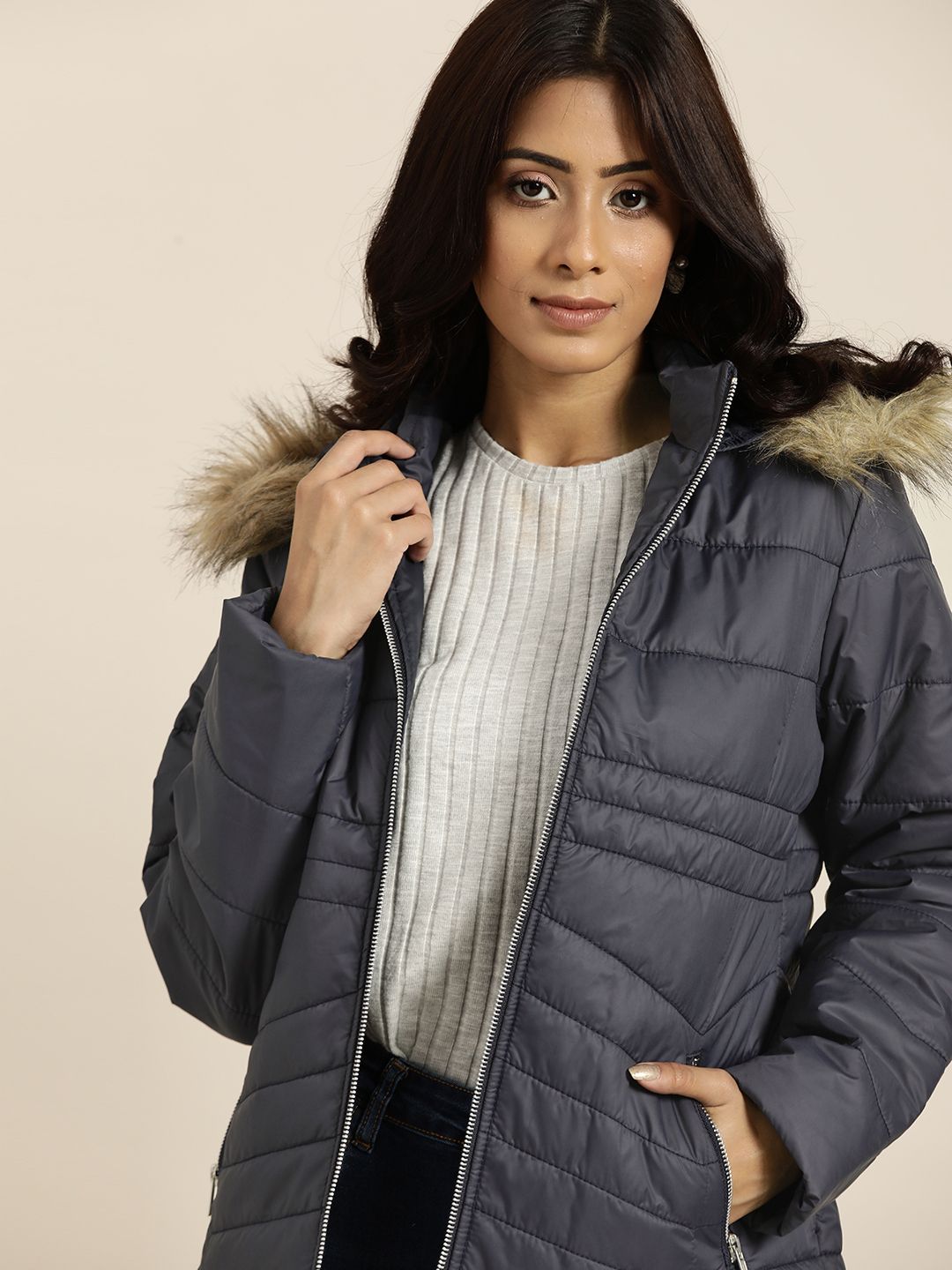 all about you Womens Charcoal Parka Jacket Price in India