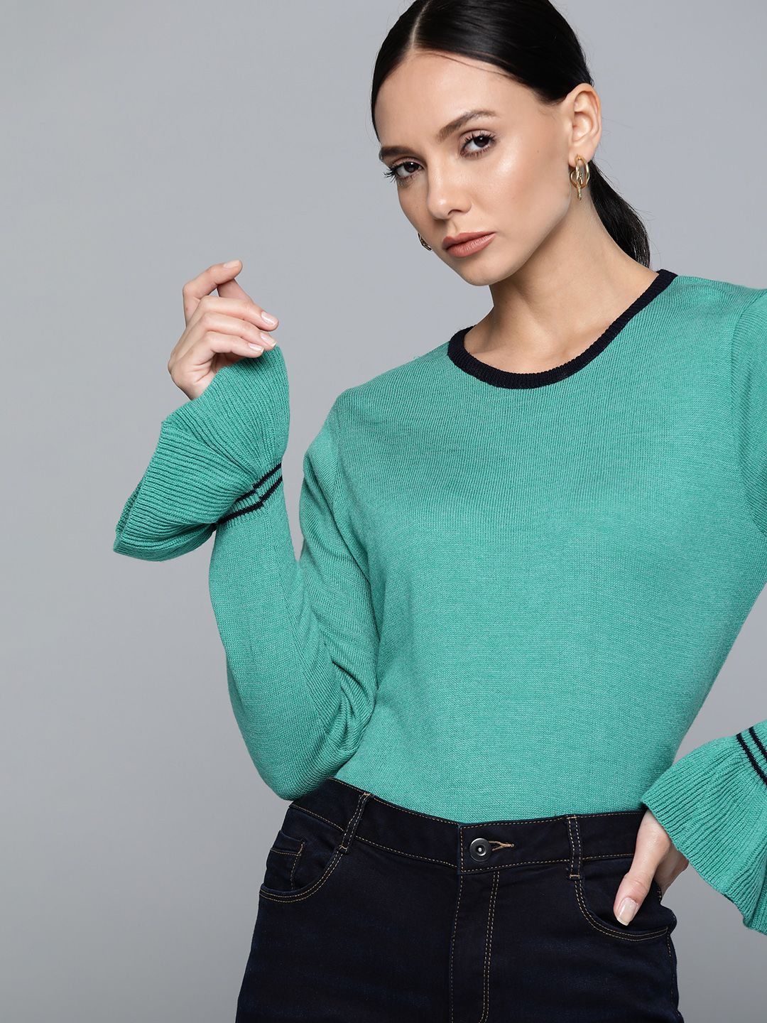 Chemistry Women Green Solid Pullover Price in India