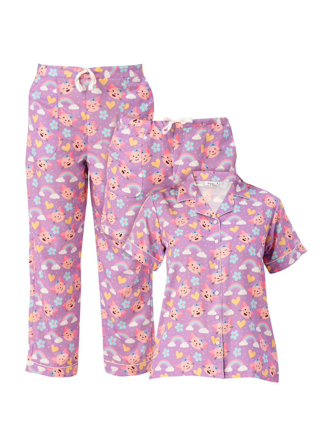 bedgasm Women Purple & Pink Printed Night suit Price in India