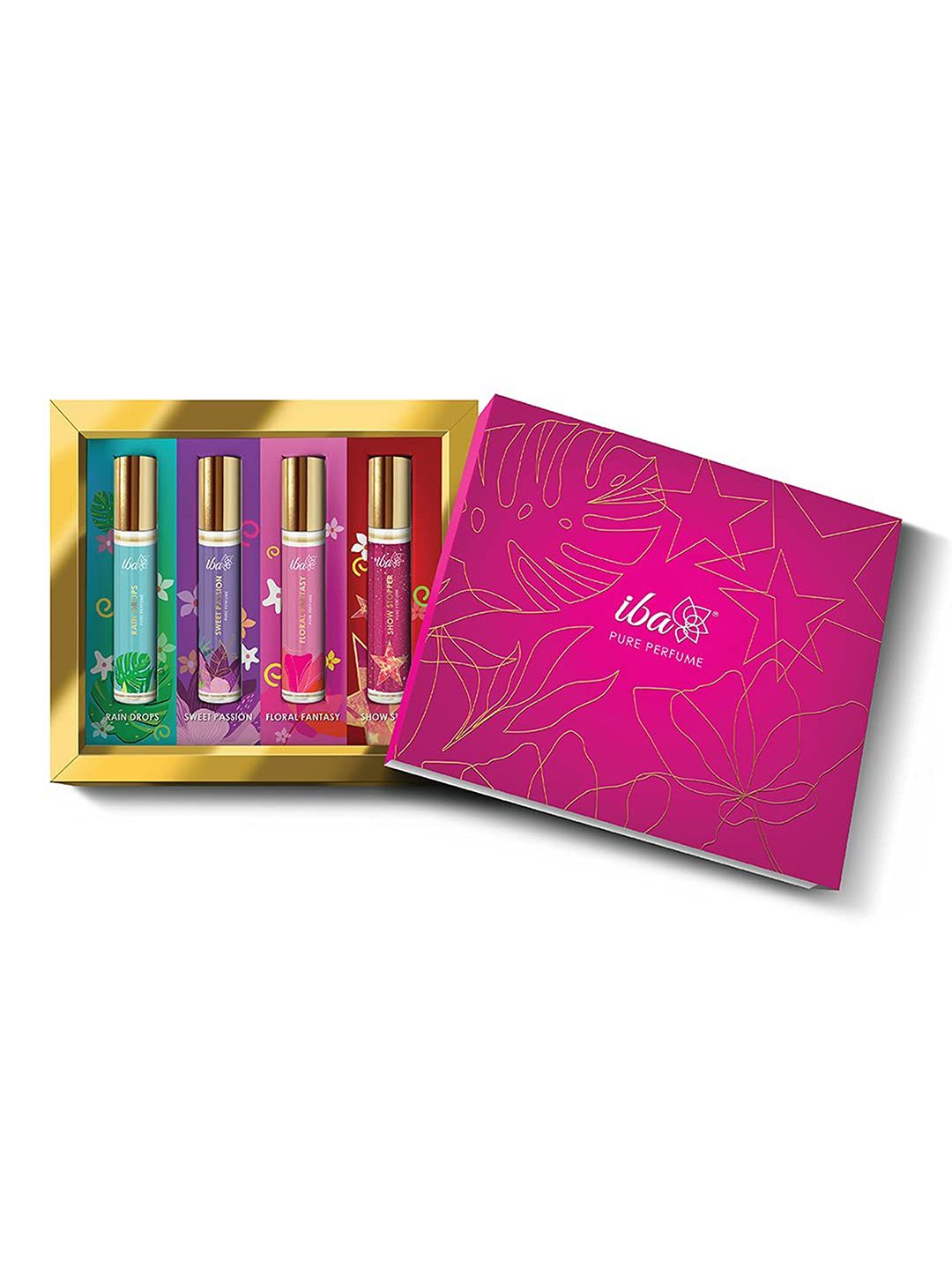 Iba Pure Perfume Gift Set of 4 Alcohol Free Vegan & Cruelty Free Rollerball Perfumes