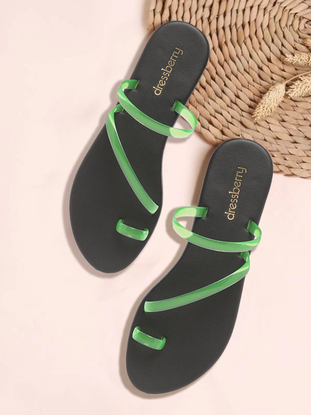 DressBerry Women Green Solid Strappy One Toe Flats Price in India