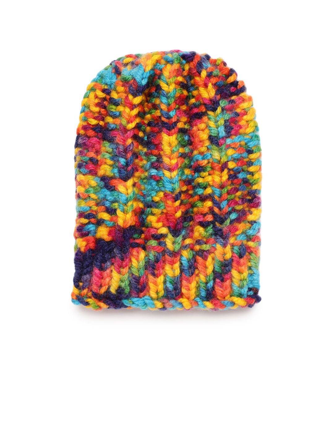 Magic Needles Unisex Multicoloured Hand Knitted Self Design Beanie Price in India