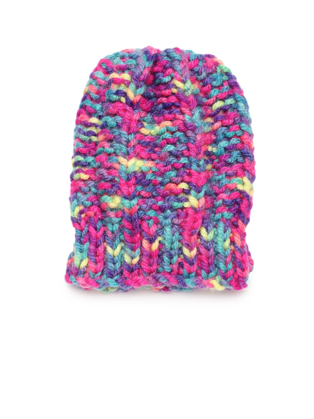 Magic Needles Unisex Multicoloured Hand Knitted Self Design Beanie Price in India