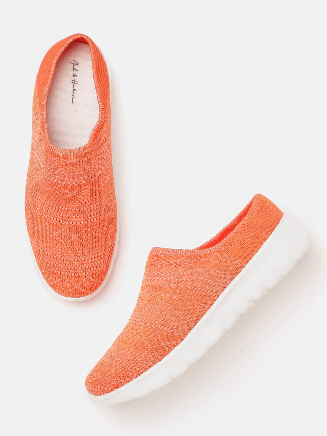 Mast & Harbour Women Orange Woven Design Sneakers Price in India