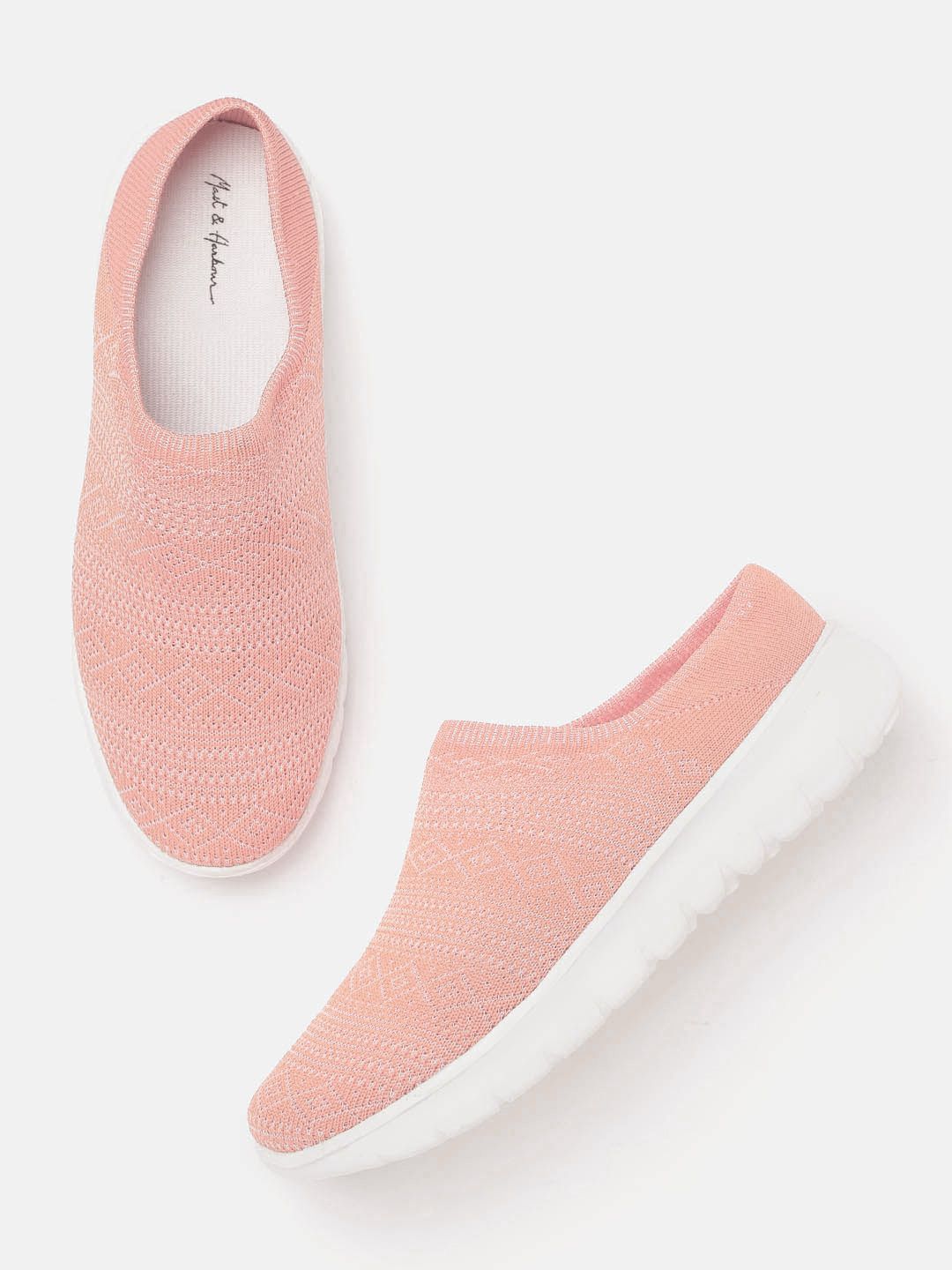 Mast & Harbour Women Pink Woven Design Sneakers Price in India