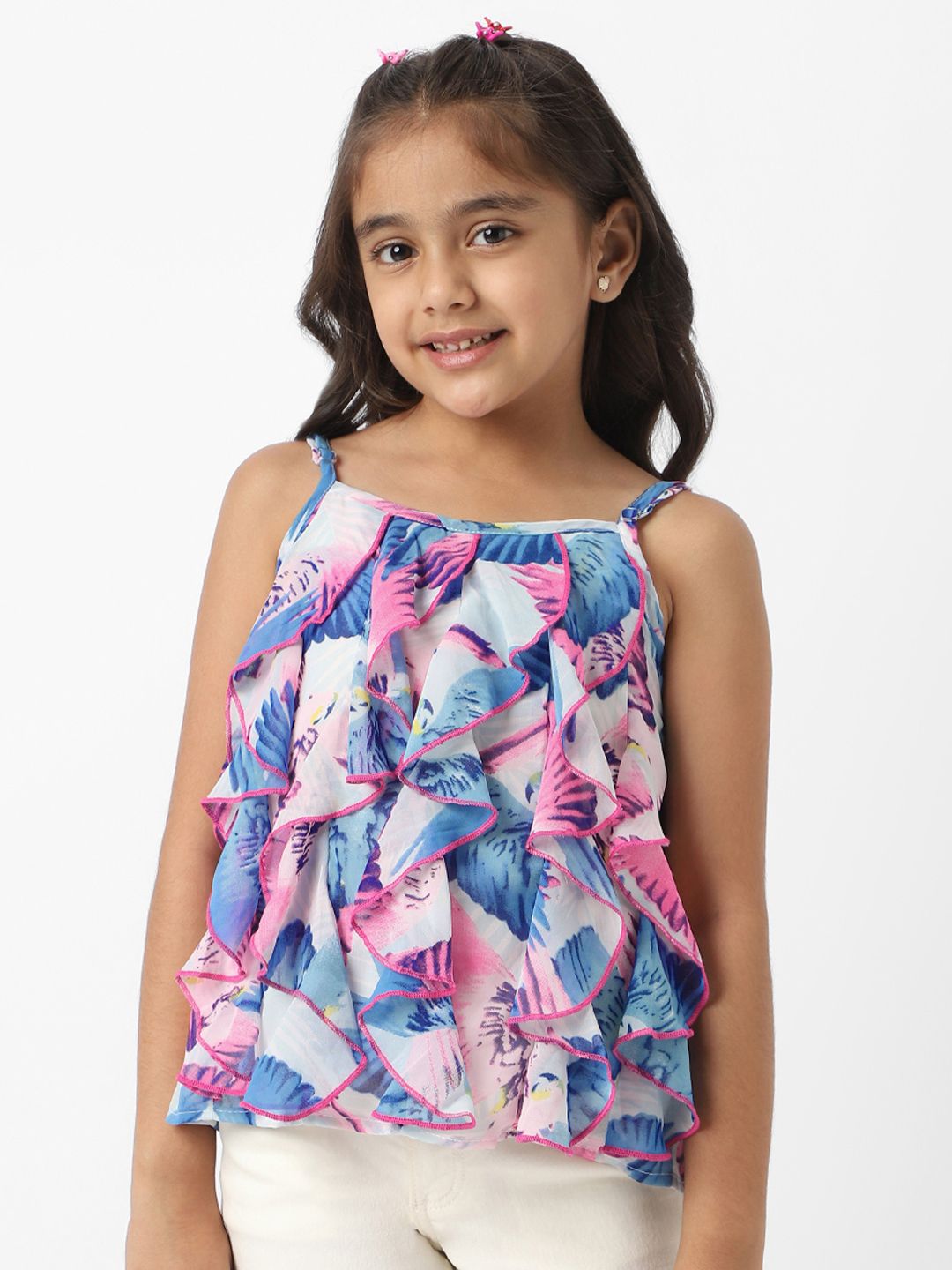 Nauti Nati Girls Strappy Ruffle A-Line Top