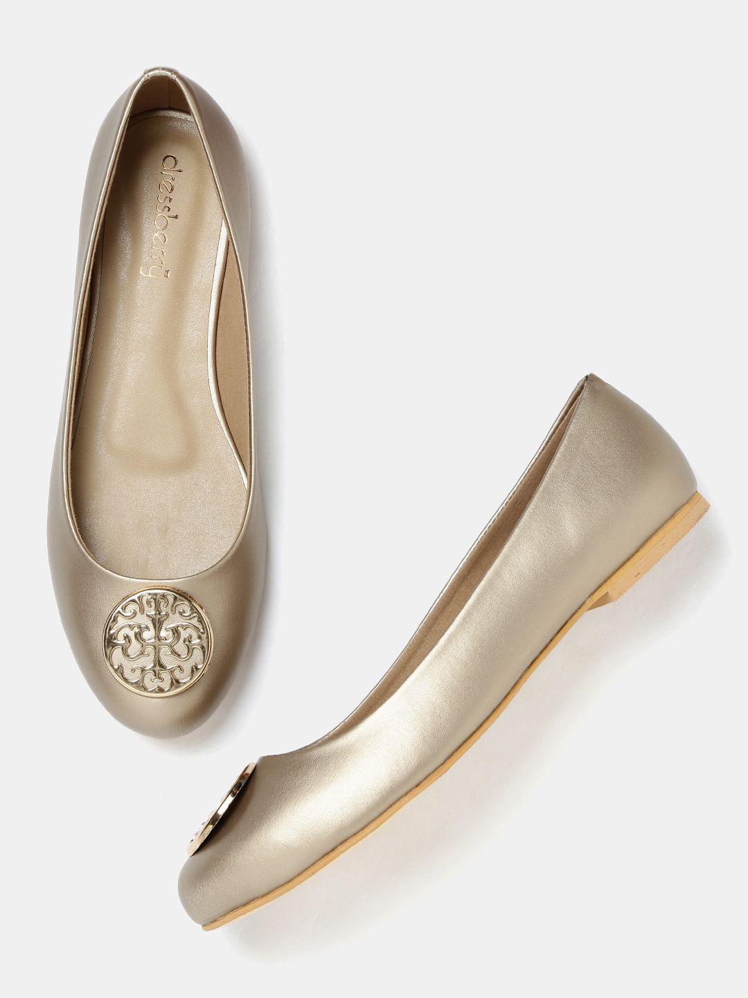 DressBerry Women Muted Gold-Toned Ballerinas