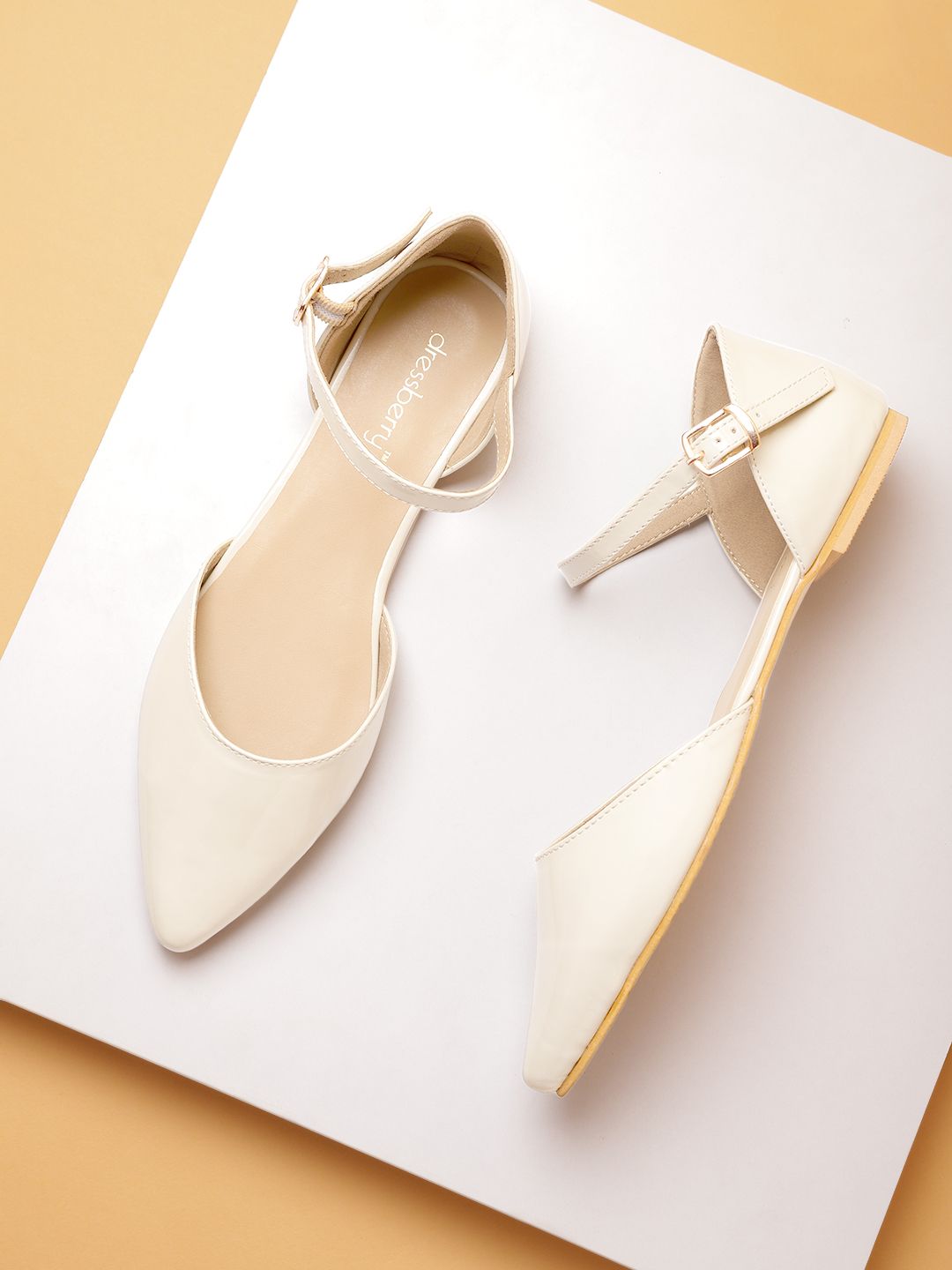 DressBerry Women Beige Pointy-Toed Flats Price in India