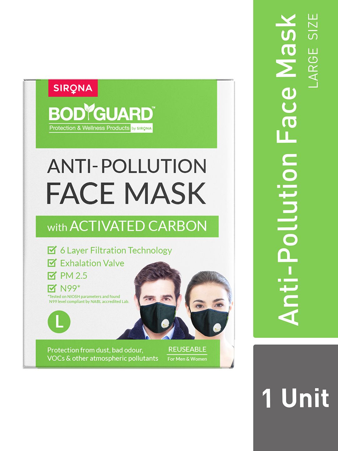 BOD GUARD Unisex Black Solid 6-Ply Reusable Anti-Pollution N99 PM2.5 Mask Price in India