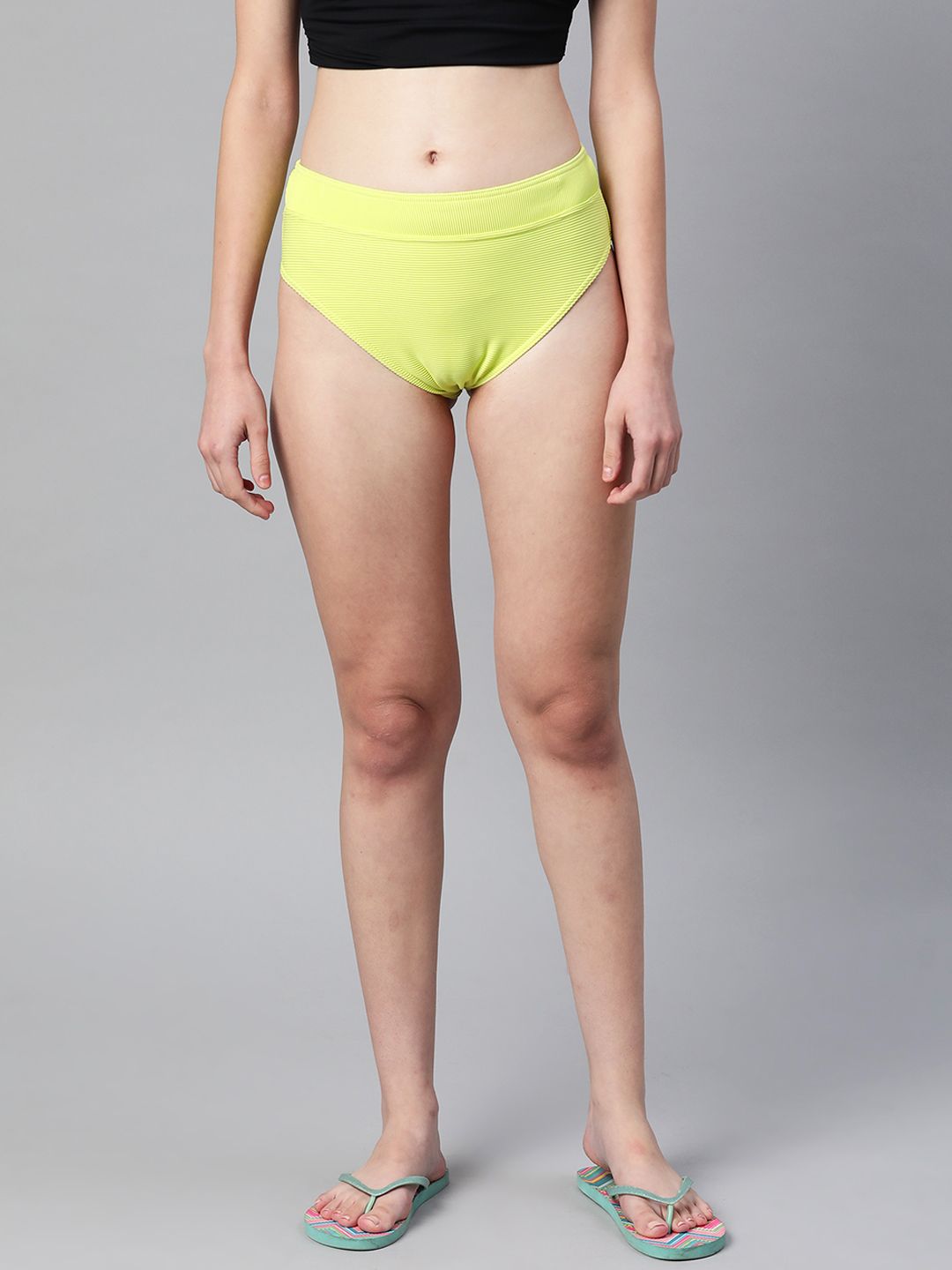 Marks & Spencer Women Lime Green Solid Bikini Bottom Price in India