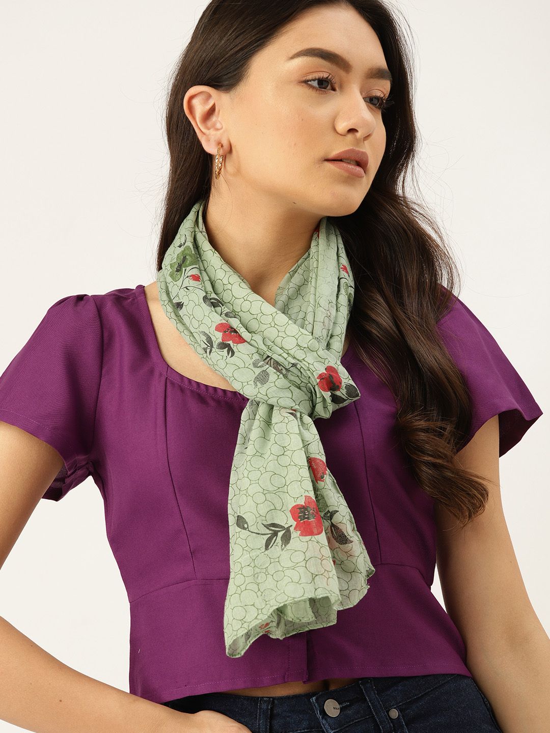 DressBerry Women Green Printed Scarf Price in India