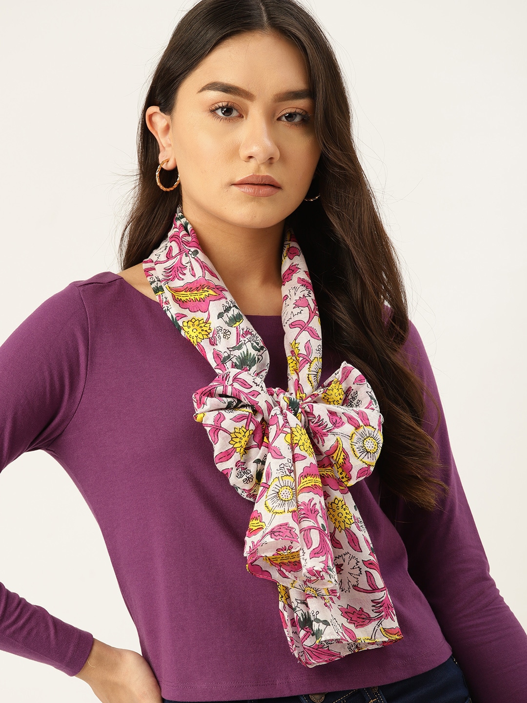 DressBerry Women White Printed Scarf Price in India