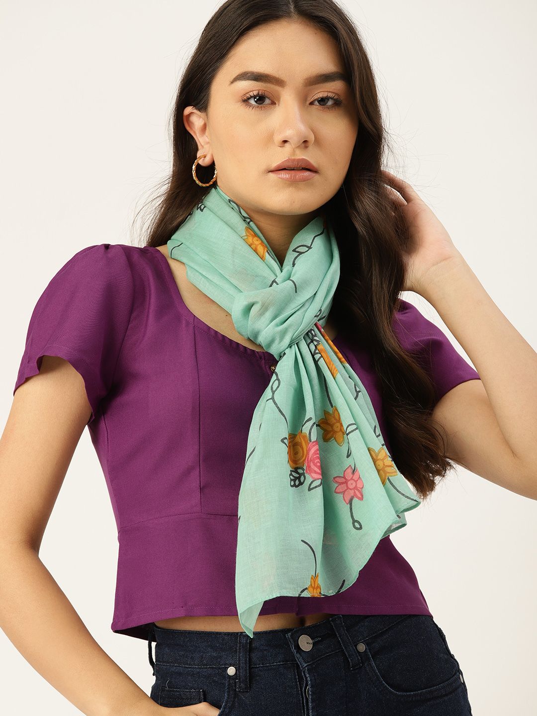 DressBerry Women Green Printed Scarf Price in India