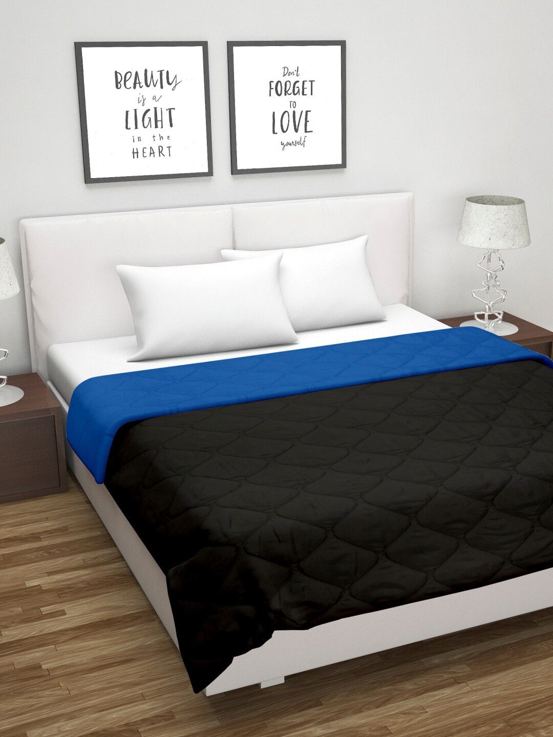 Divine Casa Black & Navy Blue Solid Heavy Winter 210 GSM Double Bed Comforter Price in India