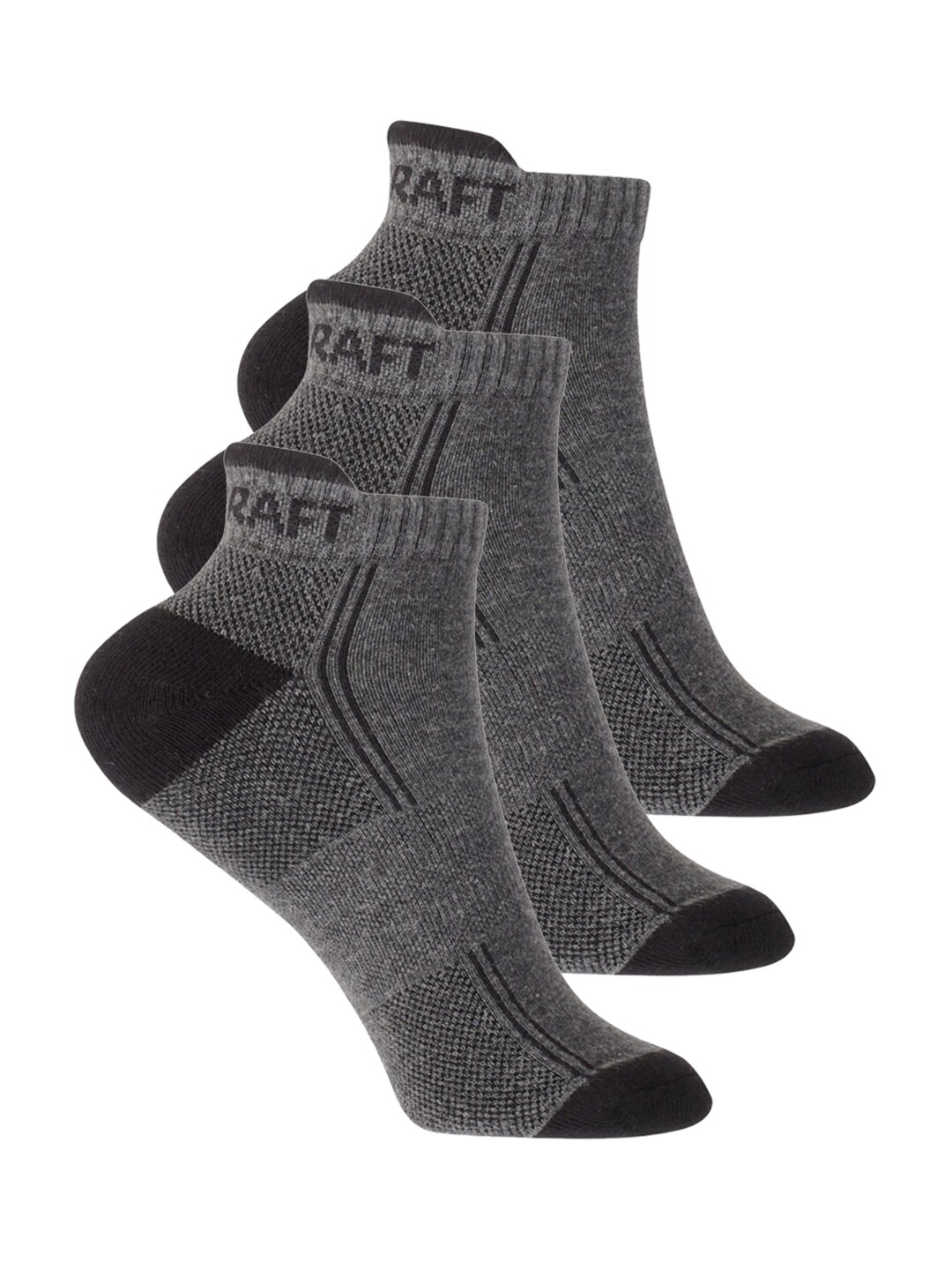 Wildcraft Adults Grey & Black Pack of 3 Colourblocked Ankle Length Socks Price in India