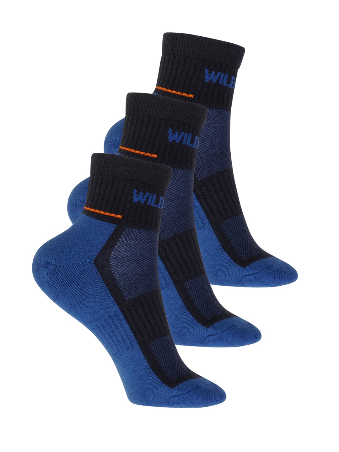 Wildcraft Adults Navy Blue Pack of 3 Colourblocked Above Ankle Socks Price in India