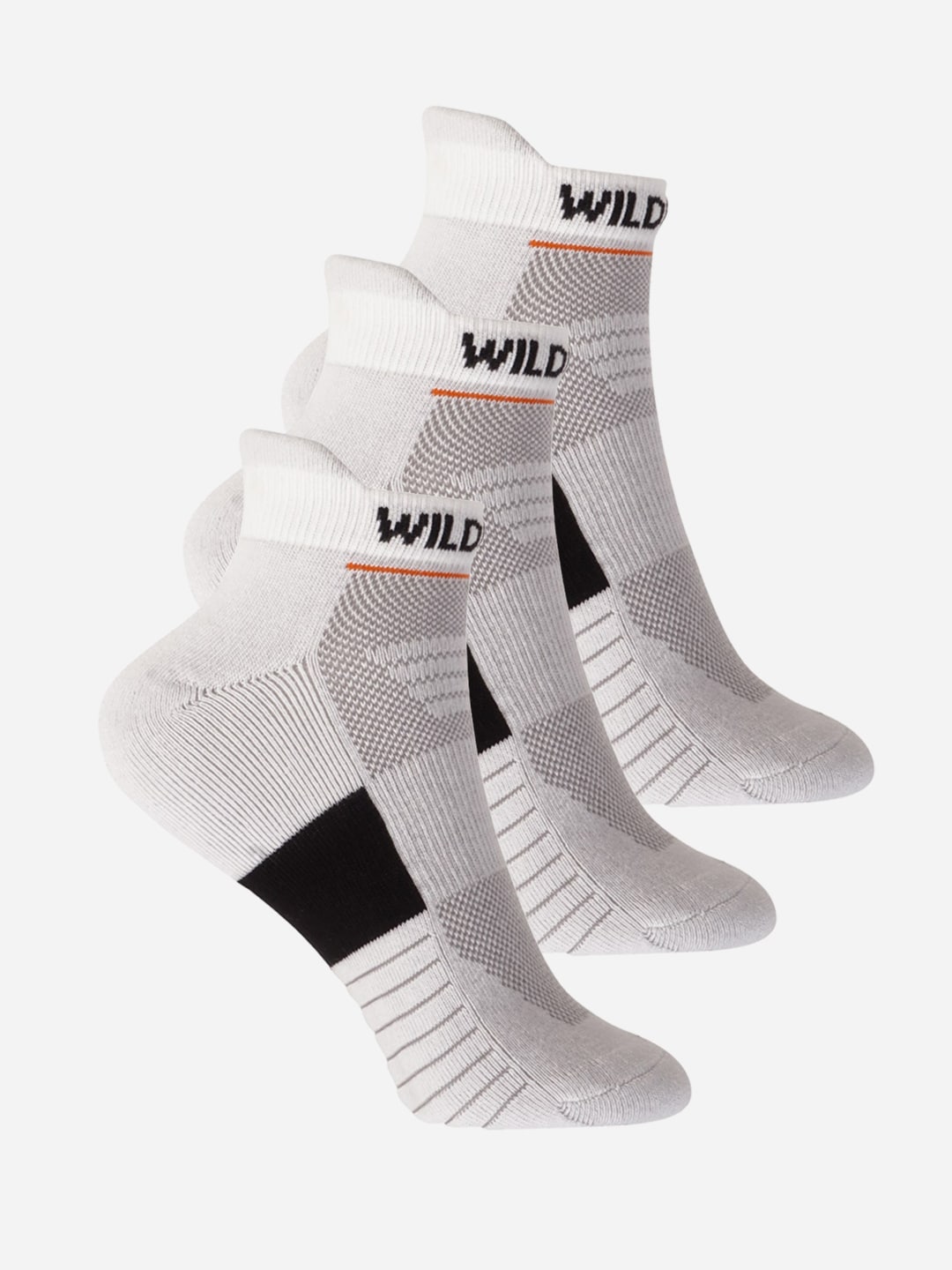 Wildcraft Adults White & Grey Pack of 3 Colourblocked Ankle Length Socks Price in India
