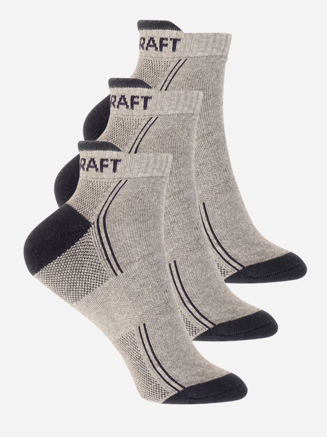 Wildcraft Adults Grey & Navy Blue Pack of 3 Colourblocked Ankle Length Socks Price in India