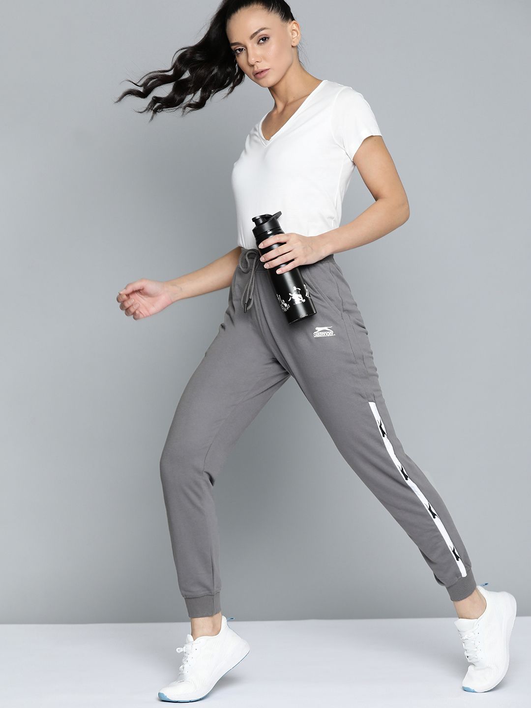 Slazenger Women Grey Solid Joggers Price in India