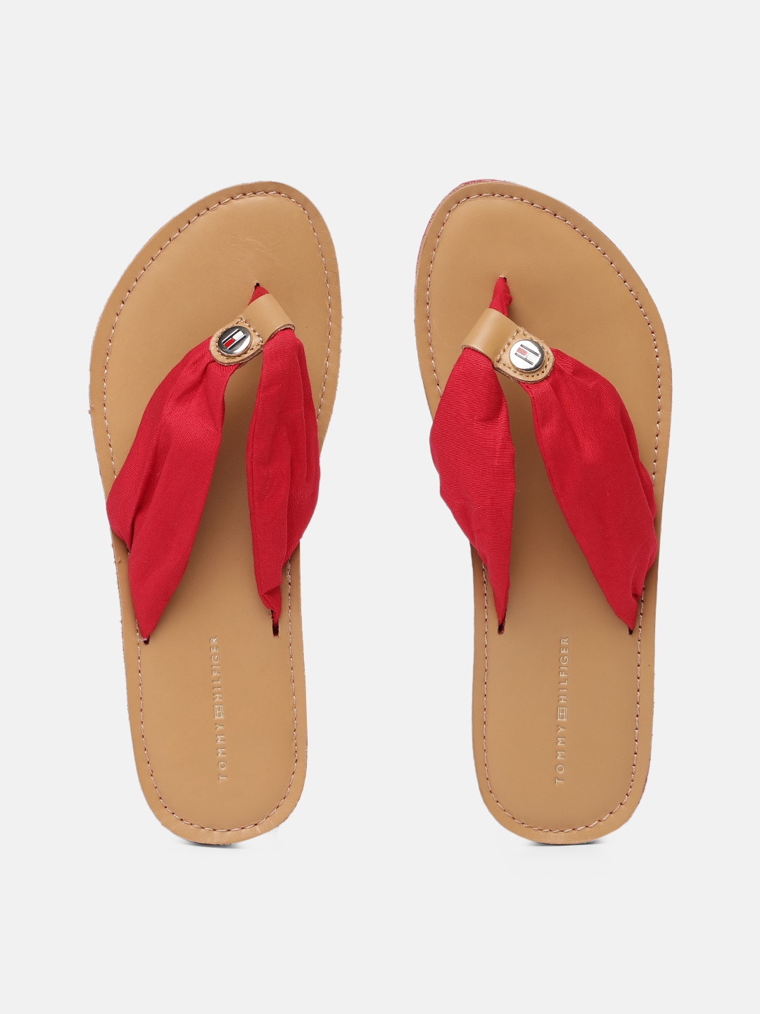 Tommy Hilfiger Women Red Solid Thong Flip-Flops Price in India