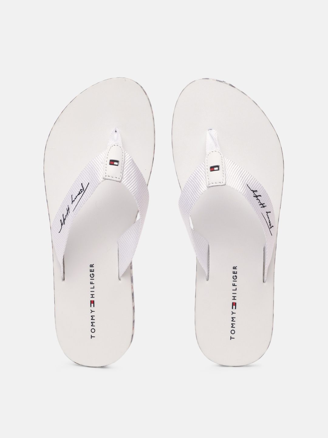 Tommy Hilfiger Women White Printed Thong Flip-Flops Price in India