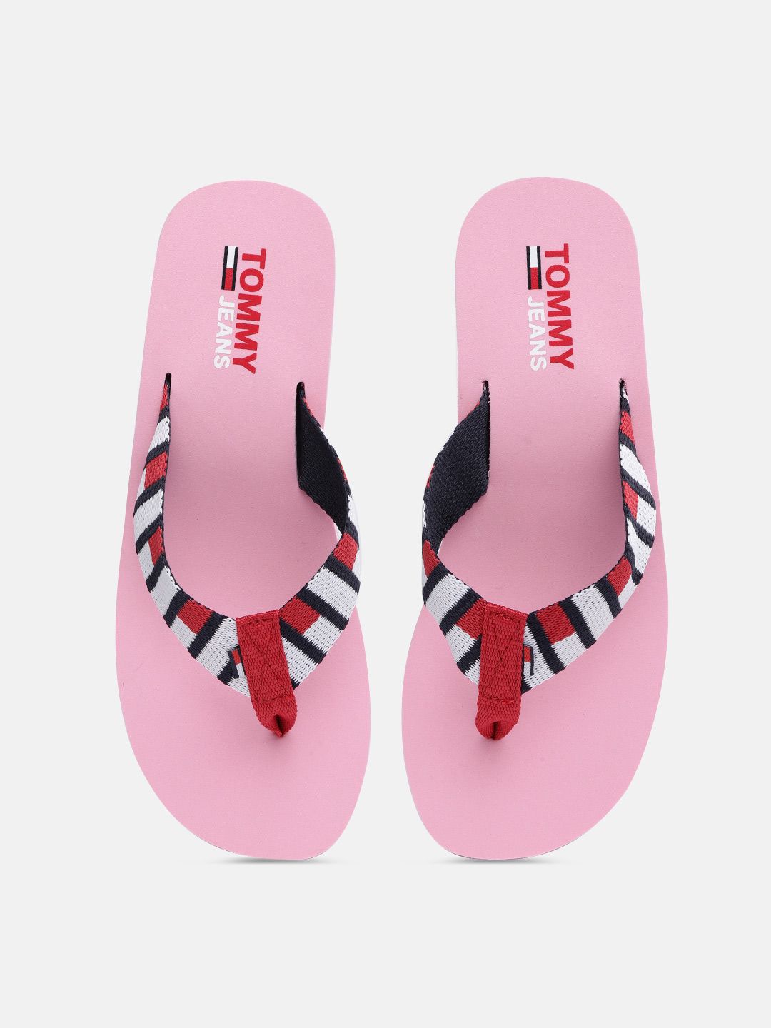 Tommy Hilfiger Women Pink Striped Thong Flip-Flops Price in India