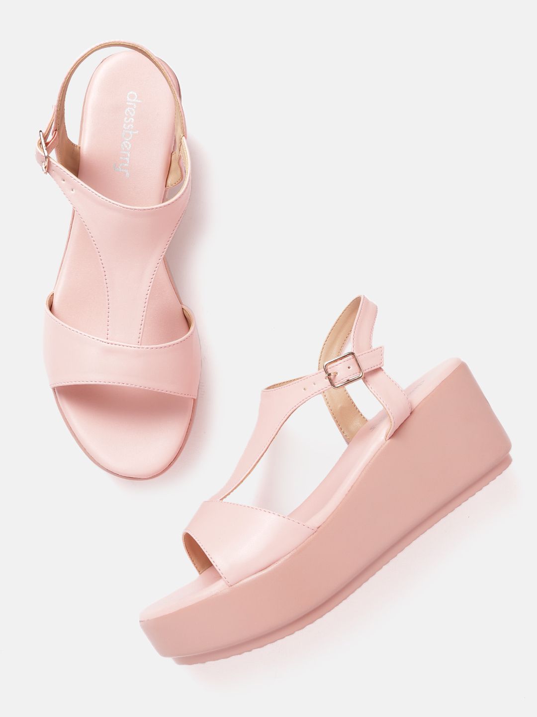 DressBerry Women Pink Solid Wedges Price in India