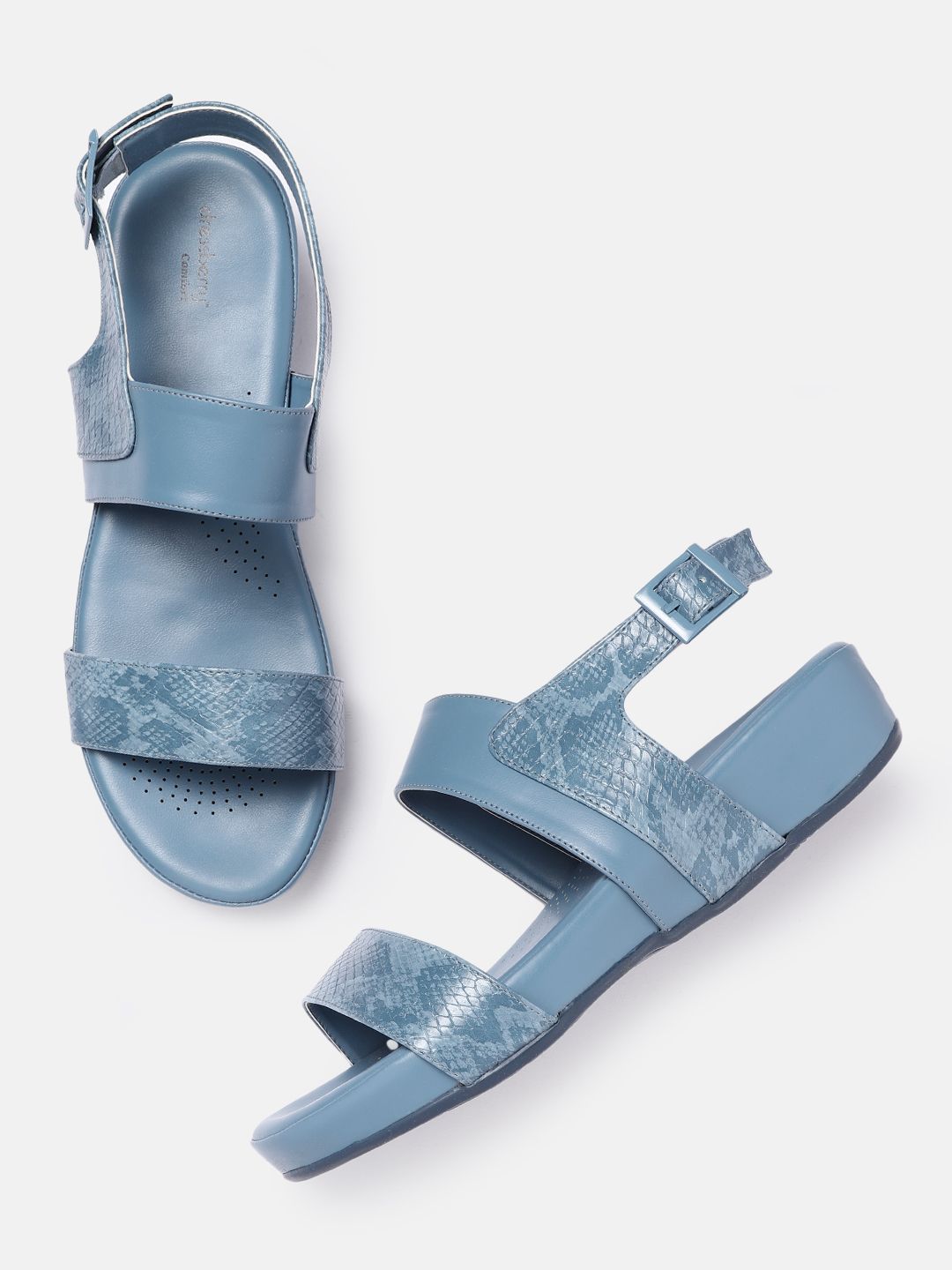 DressBerry Women Blue Textured Wedge Sandals Price in India