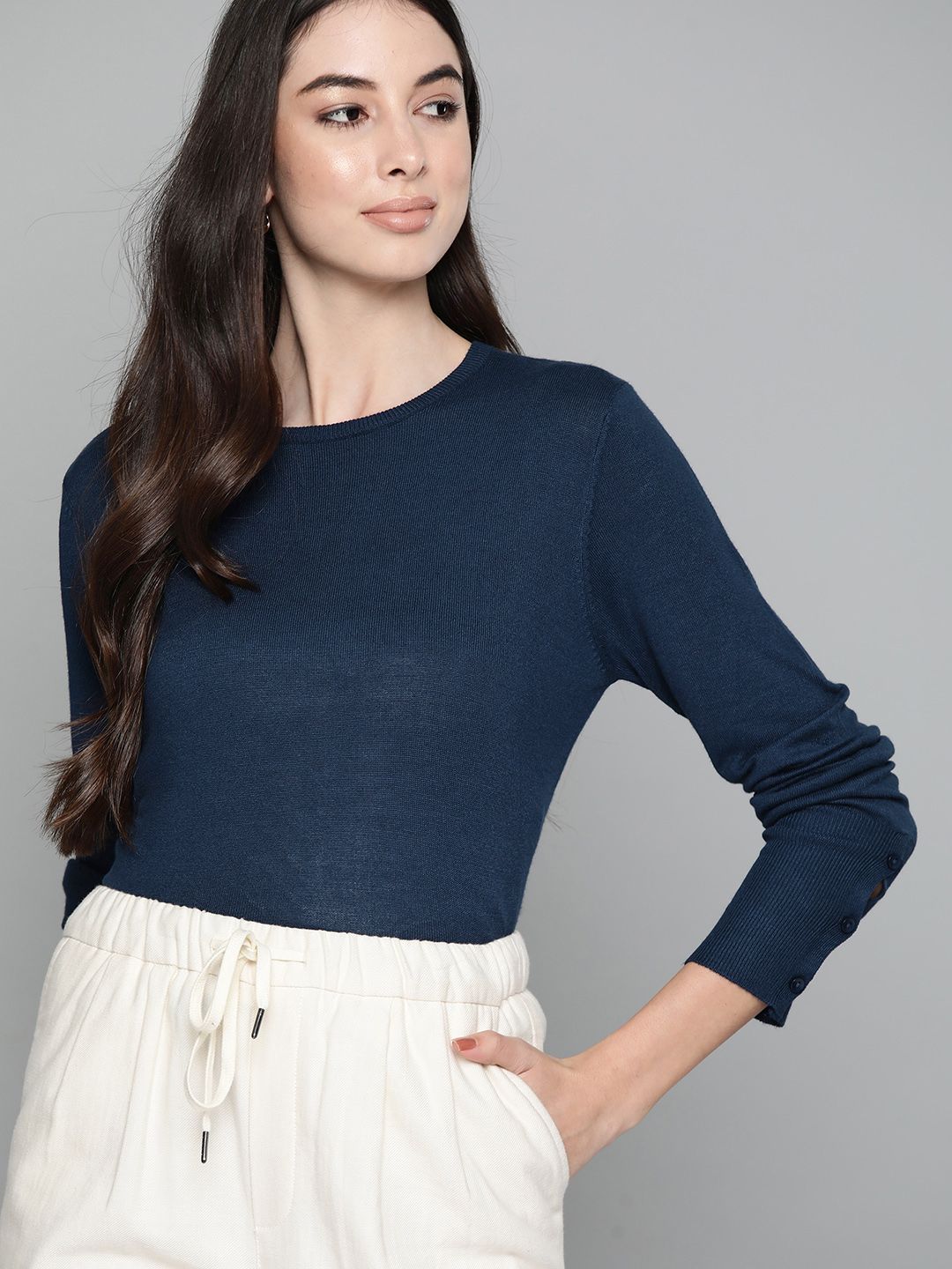 Harvard Women Navy Blue Pullover Price in India