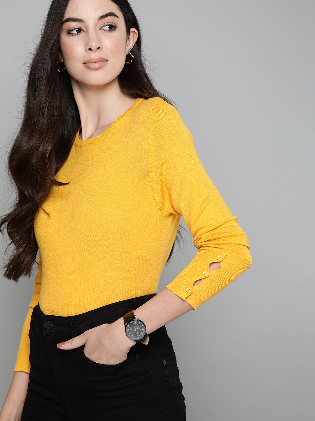 Harvard Women Mustard Yellow Pullover Price in India