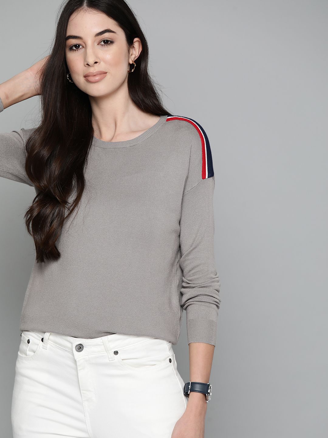 Harvard Women Grey Extended Sleeve Pullover Price in India