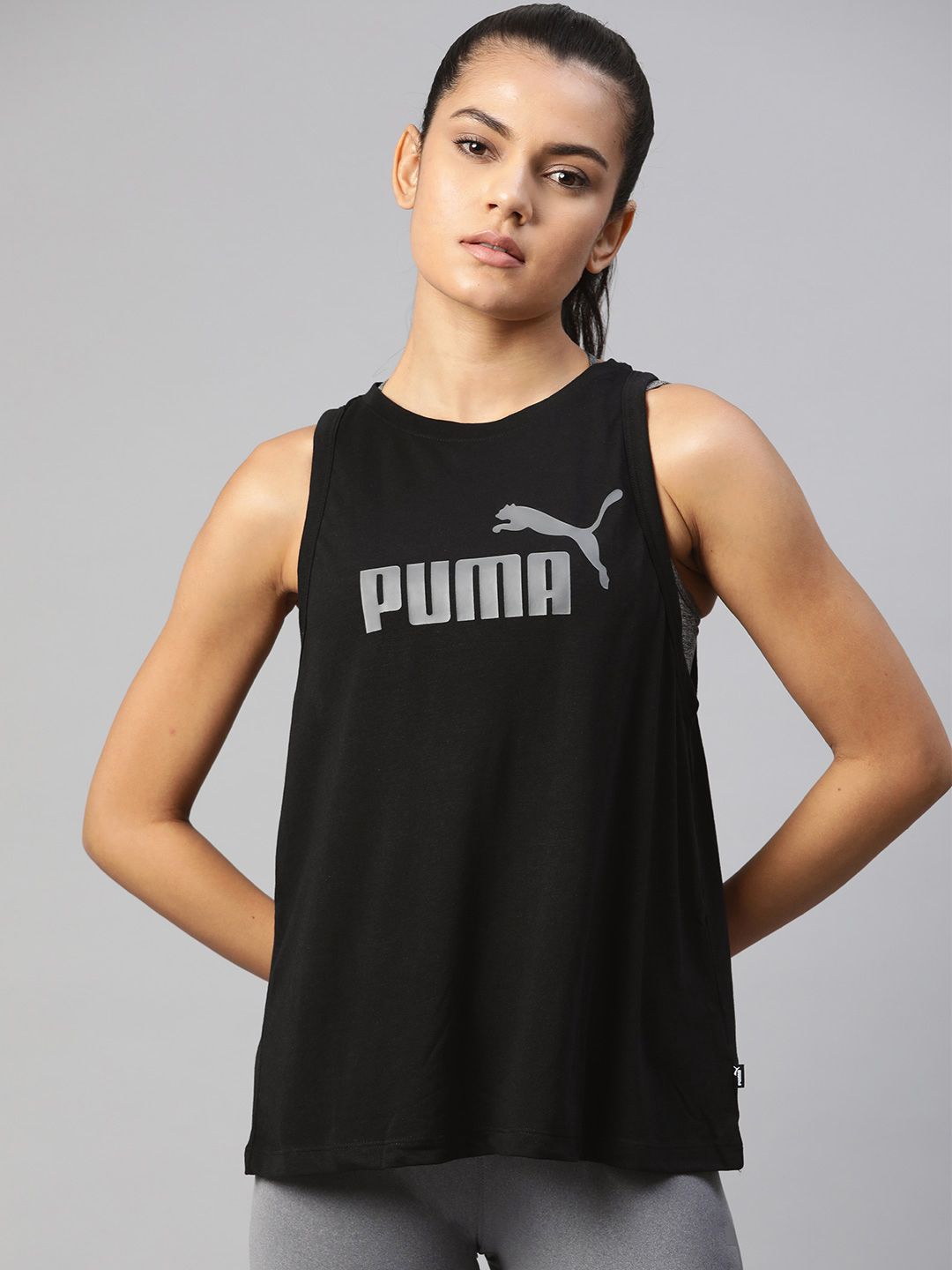 Puma Women Black Brand Logo Printed Amplified T-shirt Price in India