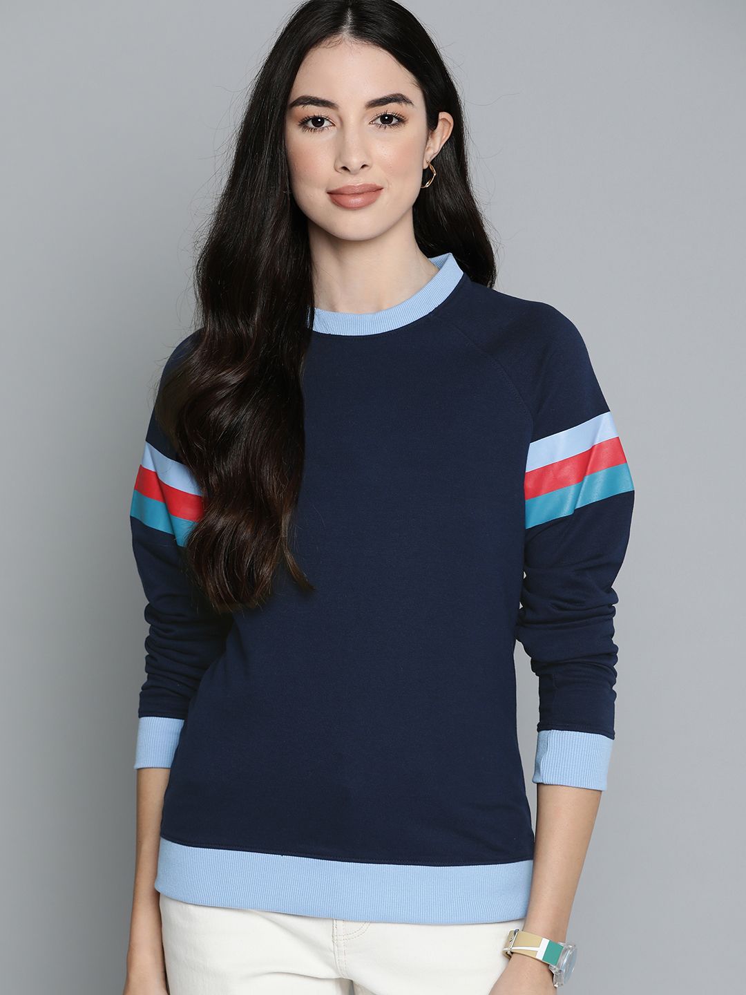 Harvard Women Navy Blue Sweatshirt Price in India