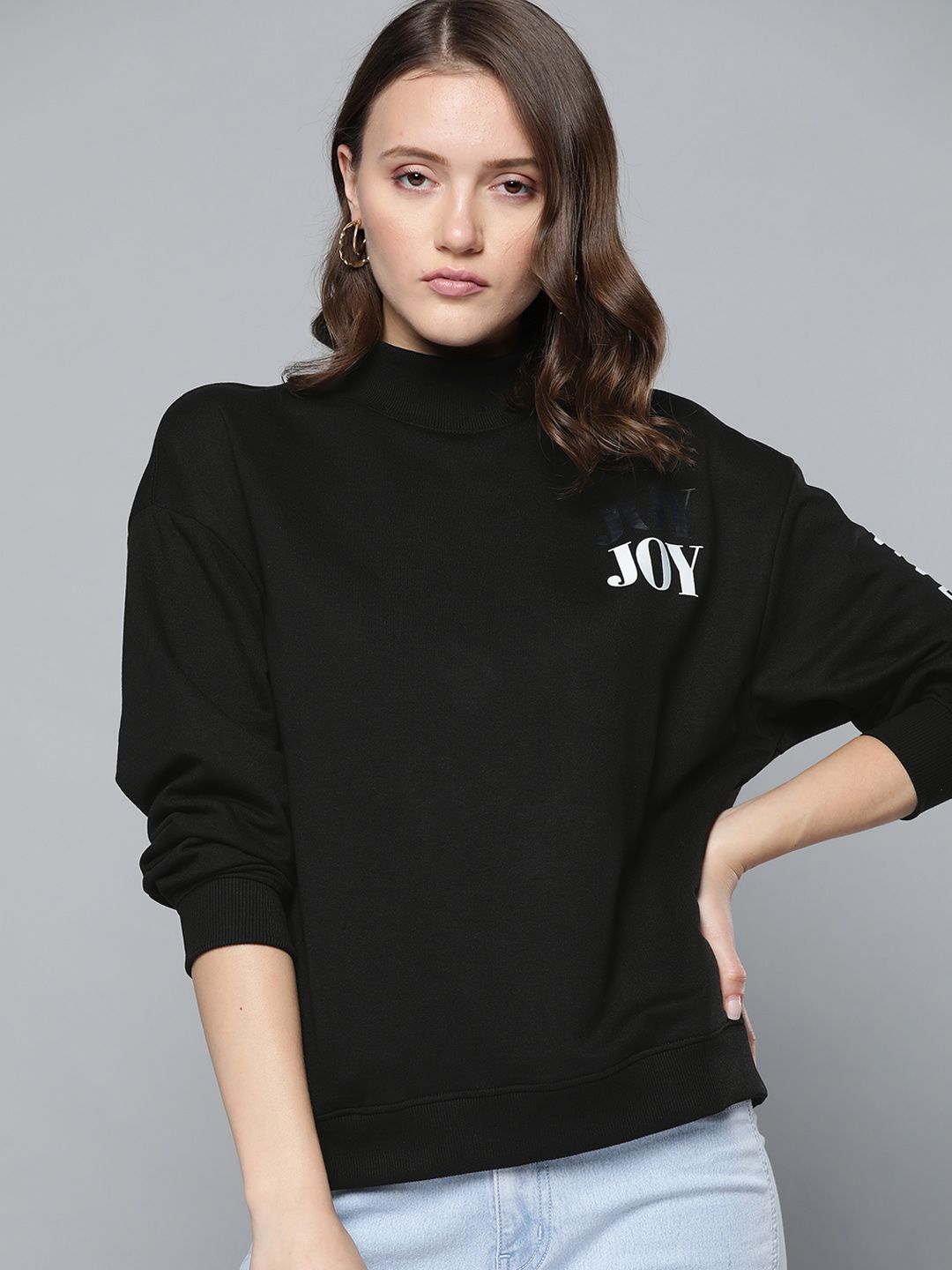 Harvard Women Black Solid Sweatshirt With Printed Detail Price in India