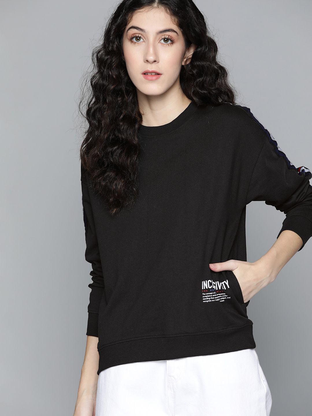 Harvard Women Black Solid Pullover Sweatshirt Price in India