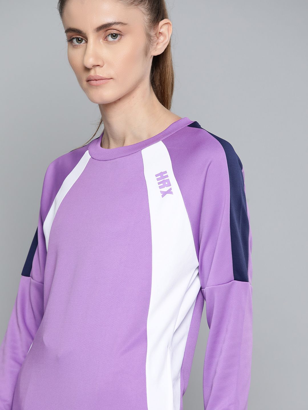 HRX By Hrithik Roshan Lifestyle Women Magic Mauve Rapid-Dry Colourblock Sweatshirts Price in India