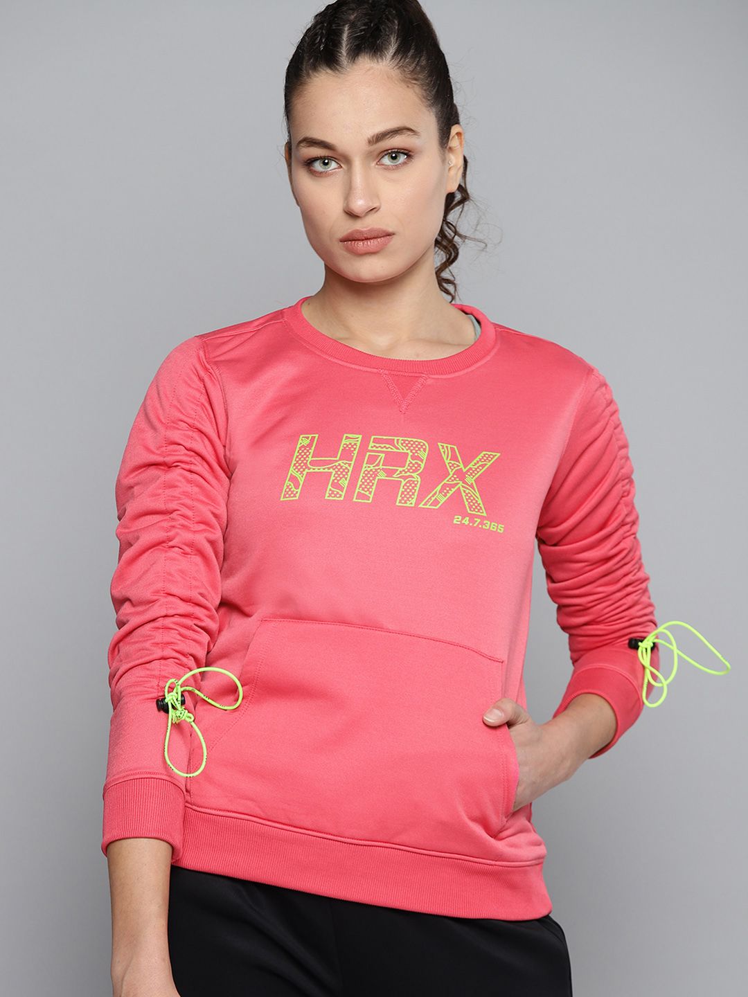 HRX By Hrithik Roshan Training Women Desert Rose Rapid-Dry Printed Sweatshirt Price in India