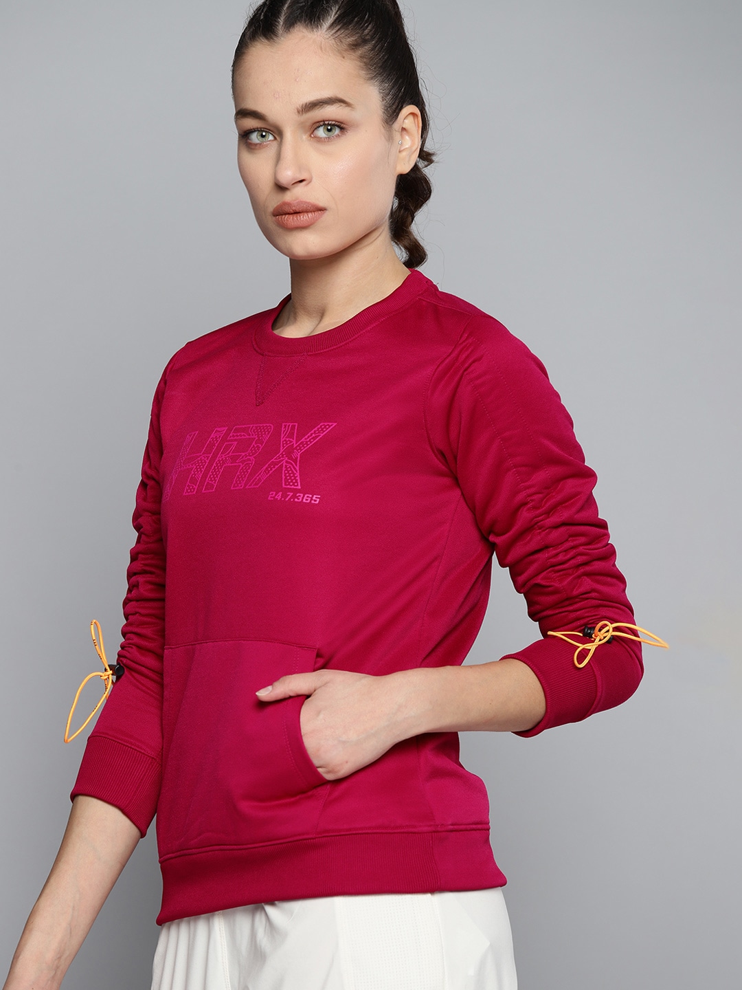 HRX By Hrithik Roshan Training Women Electric Magenta Rapid-Dry Printed Sweatshirt Price in India